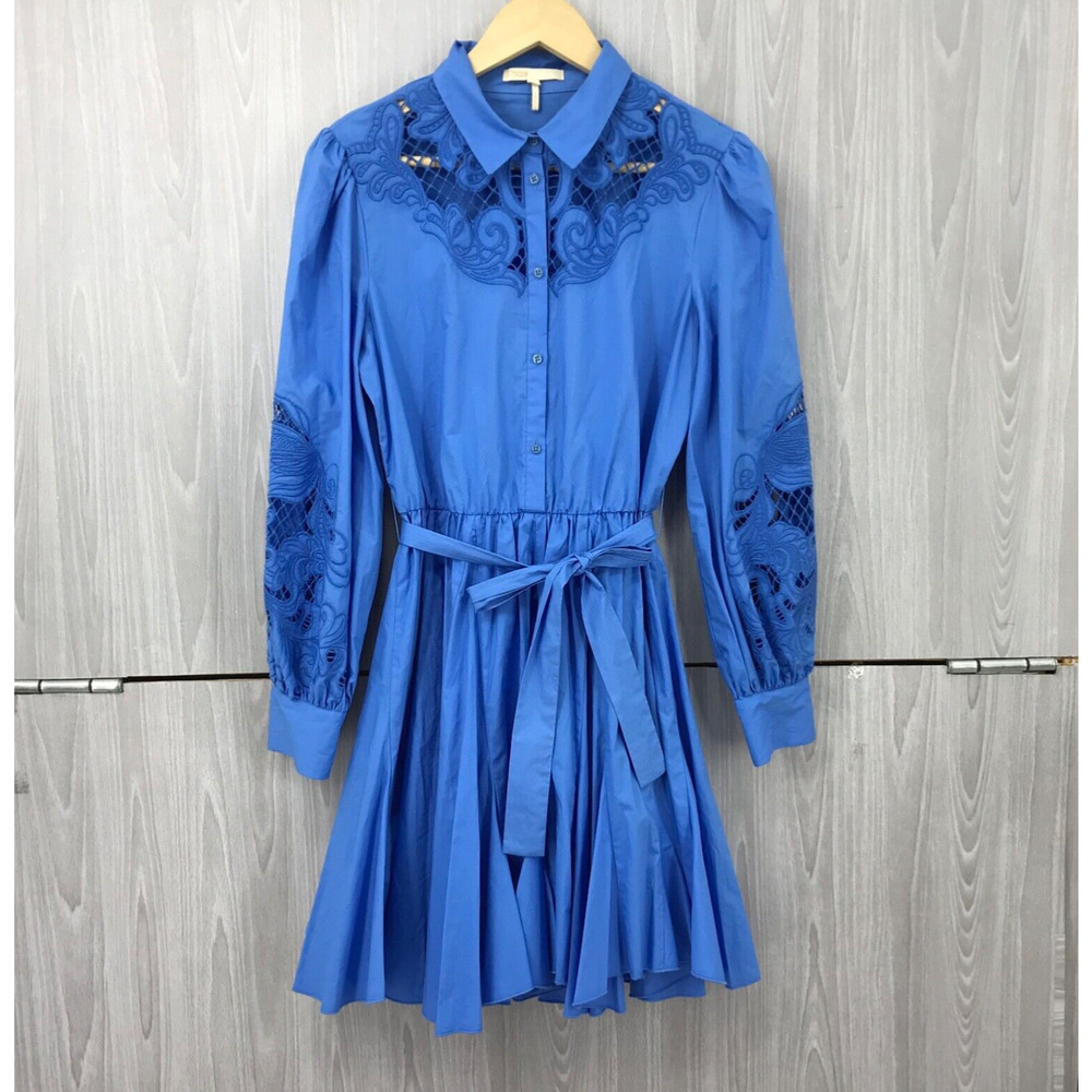 Maje Royal Blue Embroidered Mini Dress - Picture 12 of 17